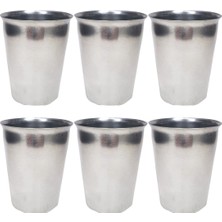 Pileli Store 6 Adet Paslanmaz Çelik Krom Bardak 9 x 7,5 x 5,5cm (72)