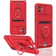 Pileli Store  Samsung Galaxy A06 Kılıf Zuma Kartvizitli Yüzüklü Silikon - Kırmızı