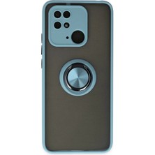 Pileli Store  Xiaomi Redmi 10C Kılıf Montreal Yüzüklü Silikon Kapak - Buz Mavi