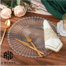 Pileli Store Supla, Boncuklu Sunum Tepsisi Şeffaf Sunumluk 20 Cm. (72)