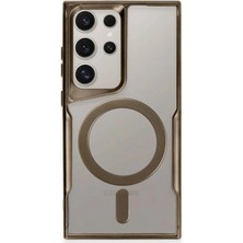 Pileli Store  Samsung Galaxy S23 Ultra Kılıf Boyi Magsafe Silikon Kapak - Kahverengi