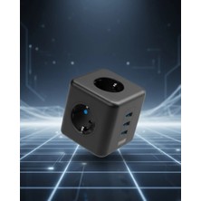 Pileli Store Elektronik Cihazlar Için Akım Korumalı 3 Prizli Usb’li Küp Priz