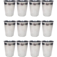 Pileli Store 12 Adet Paslanmaz Çelik Krom Bardak 9 x 7,5 x 5,5cm (72)