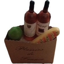 C&On Design 🥖 Fransız Şişe ve Ekmek Sepeti Temalı Buzdolabı Magneti