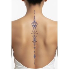 1 Ay Kalıcı 24 Saat Sonra Kararan Lotus Çiçegi Desenli Sırt  Model Geçici Dövme Tattoo