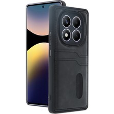 Pileli Store  Xiaomi Redmi Note 14 Pro 5g Kılıf Sara Kartvizitli Deri Kılıf - Siyah