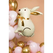 Pekshop Gold Fiyonklu Krem Tavşan Folyo Balon