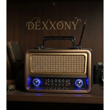 Dexxony Kahverengi Büyük Boy Elektrikli ve Şarjlı Nostaljik Radyo - Bluetooth Hoparlör
