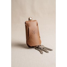 Oh Deer Leather Hakiki Deri Anahtarlık - Cüzdan Tipi Kapalı Tasarım - Taba