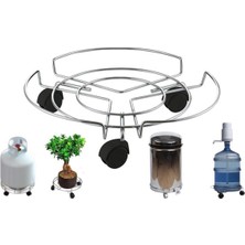Pileli Store Damacana Altlığı Taşıyıcı Tüp Saksı Damacana Altlığı Tekerlekli Taşıma Aparatı Krom T