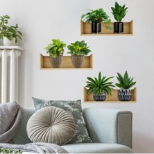 Pileli Store Raflı Bitki Tasarımlı Yapışkanlı Sticker 20*30 cm 3lü Set