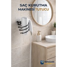 Ventoze Yapışkanlı Saç Kurutma Makinesi Tutucu | Banyo Düzenleyici Askı Fön Makinesi Standı