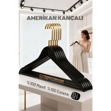 Pileli Store Lasvegas Ahşap Elbise Askısı - 6'lı Set Lüks Amerikan Kancalı Gardırop Düzenleyici