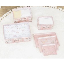 Pileli Store Baby 6'lı Desenli Fileli Bavul Valiz Içi Düzenleyici Çok Amaçlı Organizer (Pembe)