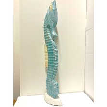Barc Shop Ahşap Dekoratif Deniz Atı 100CM El Yapımı Otantik Obje