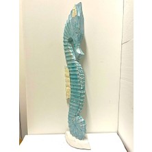 Barc Shop Ahşap Dekoratif Deniz Atı 80CM El Yapımı Otantik Obje