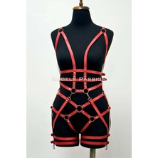 Pileli Store Deri Body Harness, Deri Dansçı Kostüm, Pole Dans Kostüm - 502