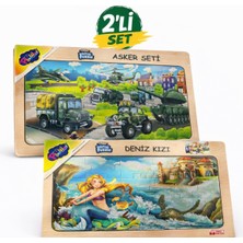 Onyıl Oyuncak Ahşap Eğitici Puzzle 2’li Set 15 Parça – Asker Seti & Deniz Kızı Çocuk Yapboz