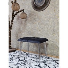 Sevinç Mobilya Metal Krom Tel Ayaklı 60 cm Puf Bench - Puf - Bench - Oturak - Mutfak Oturağı - Antre Oturağı