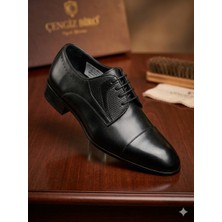 Cengiz Birbilen 6605 Siyah Bağcıklı Hakiki Deri Klasik Erkek Ayakkabı