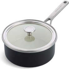 Kitchenaid Çelik Çekirdek Emaye Kapaklı Tencere (20CM/2,4L), Alman Emayesi, Indüksiyona Uygun, Fırına Dayanıklı, Bulaşık Makinesinde Yıkanabilir, Mat Siyah