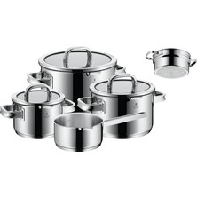 Wmf Function 4 Tencere Seti Indüksiyon 5 Parça, Cromargan Cilalı Paslanmaz Çelik, 4 Dökme Fonksiyonlu Cam Kapak, Indüksiyon Tencereleri, Dahili Ölçeklendirme, Siyah