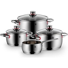 Wmf Kalitesi Bir Adet 4 Parçalı Indüksiyon Tencere Seti, Cam Kapaklı Tencere Seti, Cilalı Cromargan Paslanmaz Çelik, Kaplamasız Indüksiyon Tencere Seti, Buhar Delikli