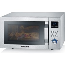 Severin Severın Izgaralı ve Ultra Sıcak Hava Işlevli Mikrodalga Fırın 3'ü 1 Arada, Buz Çözme, Pişirme ve Isıtma Için Mikrodalga Fırın, Döner Tablalı Mikrodalga, Gümüş/paslanmaz Çelik, Mw 7776