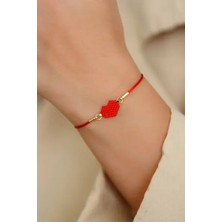 Kübüşün Atölyesi KA-023 Miyuki Bileklik - Kalp Serisi - Mini Kalp - Kırmızı