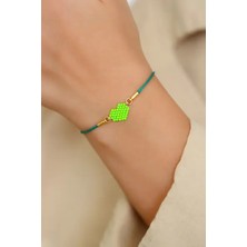 Kübüşün Atölyesi KA-023 Miyuki Bileklik - Kalp Serisi - Mini Kalp - Yeşil