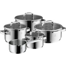 Wmf Function 4 Gelişmiş Indüksiyonlu Tencere Seti 5 Parça, 4 Dökme Fonksiyonlu Cam Kapak, Cromargan Cilalı Paslanmaz Çelik, Indüksiyon Tencereleri, Iç Ölçeklendirme, Gümüş