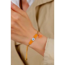 Kübüşün Atölyesi KA-024 Miyuki Bileklik - Püsküllü Tam Nazar Serisi - Kavun Içi