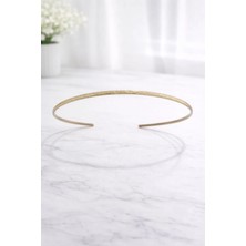 Nati Co Şık ve Minimal Işıltılı Sarı Saç Tacı