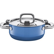 Wmf Silit Nature Blue Tencere Küçük 20CM, Buhar Açmalı Metal Kapak, Indüksiyonlu Kızartma Tenceresi 2,4l, Silargan Fonksiyonel Seramik, Mavi