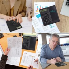 By Nevser® Silinebilir LCD Yazı Tabletli,kalemli Katlanabilir Bilimsel Hesap Makinesi