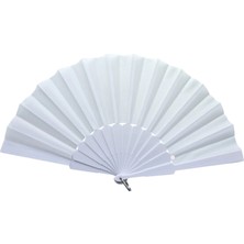 Pileli Store Plastik Düz Kumaş Yelpaze 12'li Beyaz