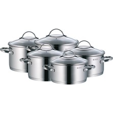 Wmf Teramo Tencere Seti Indüksiyon 5 Parça, Cam Kapaklı Tencere Seti, Cromargan Cilalı Paslanmaz Çelik, Indüksiyon Tencere Seti Kaplamasız