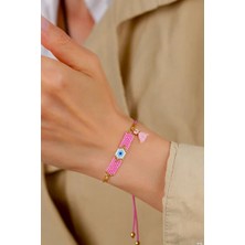 Kübüşün Atölyesi KA-024 Miyuki Bileklik - Püsküllü Tam Nazar Serisi - Pembe