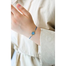 Kübüşün Atölyesi KA-025 Miyuki Bileklik - Yuvarlak Nazar Serisi - Mini - Turkuaz