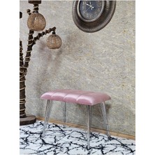 Sevinç Mobilya Metal Krom Tel Ayaklı 60 cm Puf Bench - Puf - Bench - Oturak - Mutfak Oturağı - Antre Oturağı
