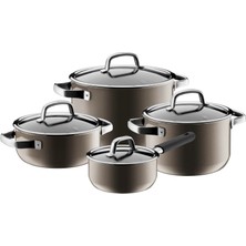 Wmf Fusiontec Mineral 4 Parçalı Indüksiyon Tencere Seti, Cam Kapaklı Tencere Seti, Yüksek Teknoloji Seramik, Indüksiyon Tencere Seti, Nikel Içermez, Çizilmeye Karşı Dayanıklı, Kahverengi