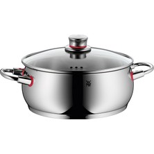 Wmf Kalitesi 24 cm Büyüklüğünde Bir Tencere, Buhar Açıklığı Olan Cam Kapak, Indüksiyonlu Kızartma Kabı 4,8 L, Cilalı Cromargan Paslanmaz Çelik, Kaplamasız