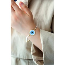 Kübüşün Atölyesi KA-007 Miyuki Bileklik - Yuvarlak Nazar Serisi - Büyük - Beyaz