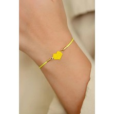 Kübüşün Atölyesi KA-023 Miyuki Bileklik - Kalp Serisi - Mini Kalp - Sarı