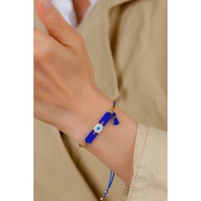Kübüşün Atölyesi KA-024 Miyuki Bileklik - Püsküllü Tam Nazar Serisi - Lacivert