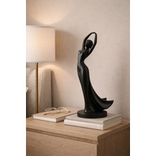 Alpin Modern Kadın Figürü Dekoratif Biblo – Minimalist Heykel 3D Baskı Siyah Premium Pla