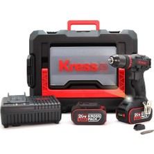 Kress KUC30 20VOLT/4.0AH Li-Ion Çift Akülü Kömürsüz Profesyonel Şarjlı Darbeli Matkap
