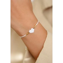 Kübüşün Atölyesi KA-023 Miyuki Bileklik - Kalp Serisi - Mini Kalp - Beyaz