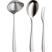 Wmf Vision Servis Çatal Bıçak Takımı 3 Parça Sos Kaşığı, Servis Kaşığı, Servis Çatalı, Cromargan Protect Mat Paslanmaz Çelik, Çizilmeye Karşı Dayanıklı