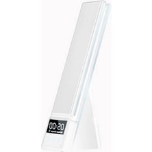 Pileli Store Ally Dijital Saatli 15W Kablosuz Şarjlı LED Işıklı Katlanabilir Masa LAMBASI-(5775)